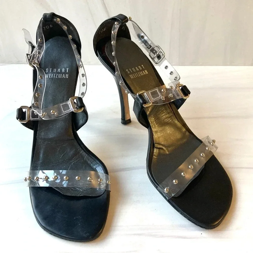 Stuart Weitzman‎ Y2K Studded Jelly Sandal Heels 5.5